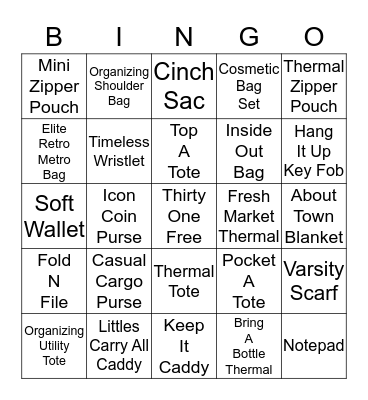 Thirty One  Bingo Card