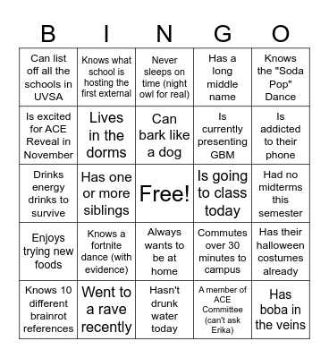 VSA - GBM #5 BINGO CHAT Bingo Card