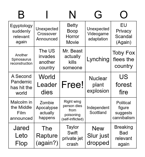 MarMar's 2026 Bingo Card