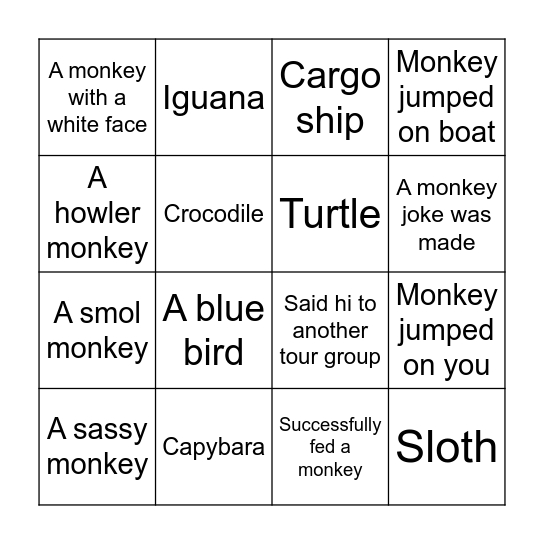 MONKEY ISLAND SCAVENGER HUNT Bingo Card
