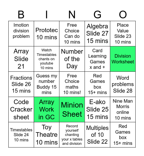Untitled Bingo Card