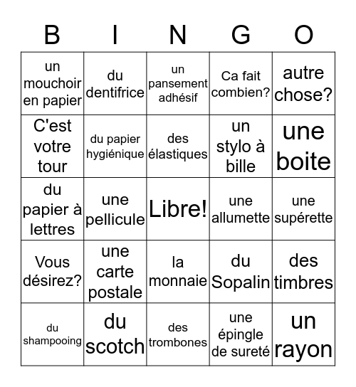 Comment faire des achats Bingo Card