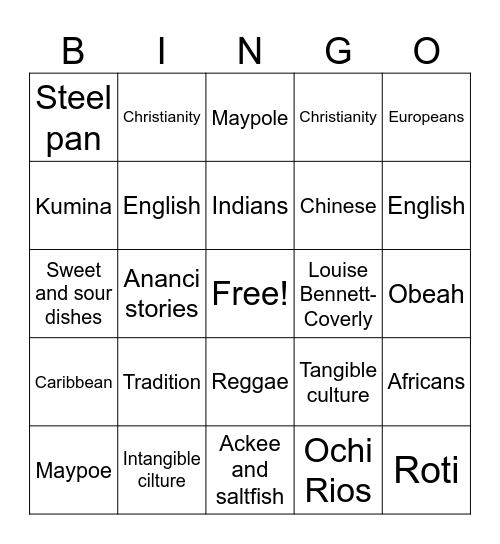 Culture Bingo Card