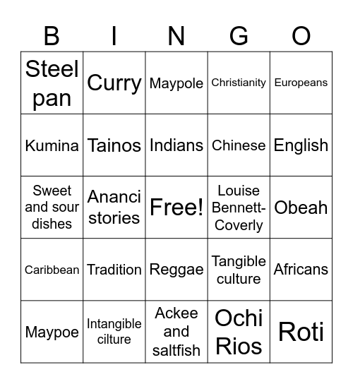 Culture Bingo Card