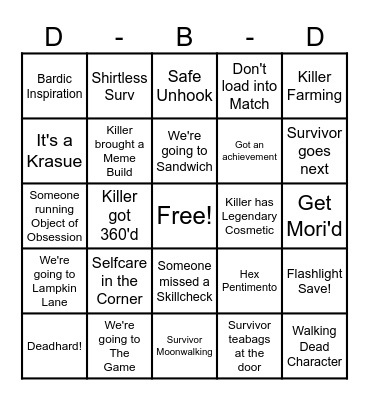 Desty DbD Survivor BINGO Card