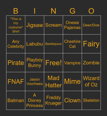 Halloween Bingo 2025 Bingo Card