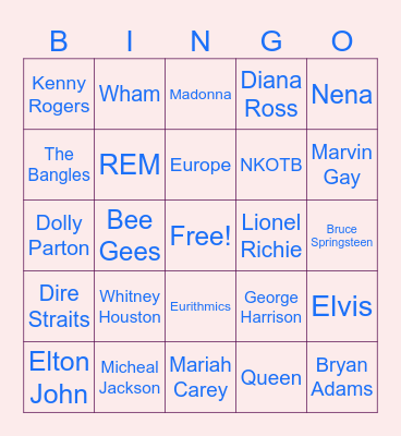 Classic music bingo Card