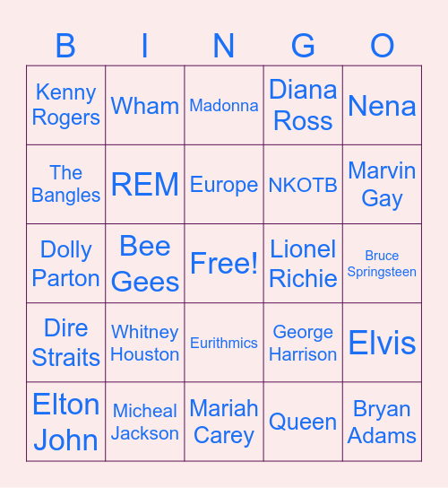 Classic music bingo Card