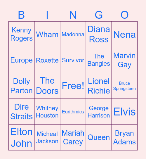 Classic music bingo Card