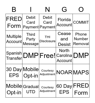 Collections Bingo Card