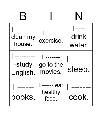 Adverbs of Frequency Bingo Card