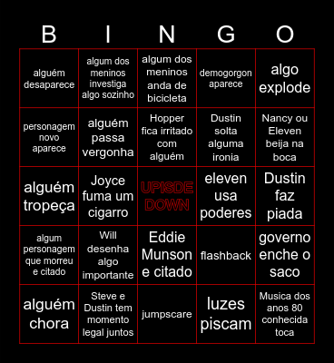 STRANGER THINGS Bingo Card