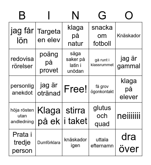 OLLE BINGO Card