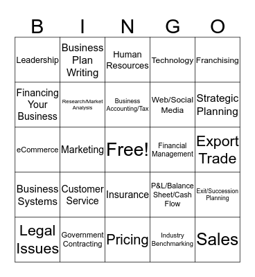 SBDC @ UCF in Sumter County Bingo Card