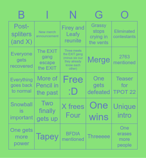 TPOT 21 Bingoooooo Bingo Card