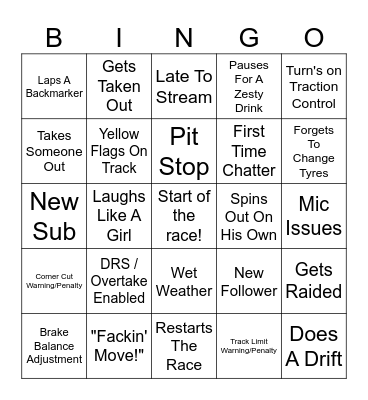 Laps4Lives Bingo Card