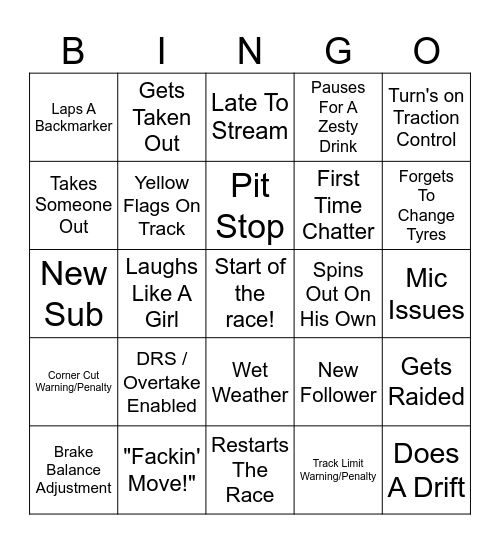 Laps4Lives Bingo Card