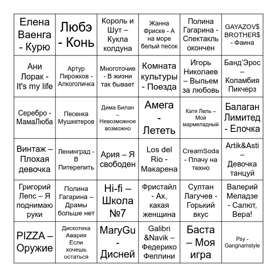 Игра 1 Bingo Card