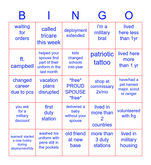 milspo bingo Card