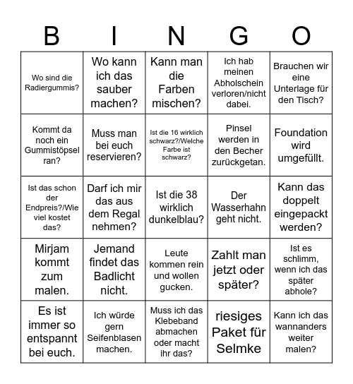Knutsel Bingo Card