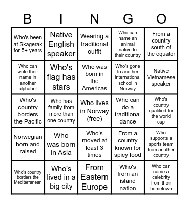 Cultural Diversity Day Scavenger Bingo! Find someone... Bingo Card