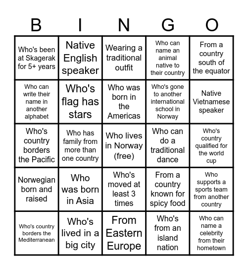 Cultural Diversity Day Scavenger Bingo! Find someone... Bingo Card