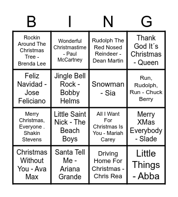 X M A S - B I N G O 1 Bingo Card