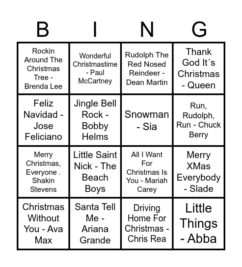 X M A S - B I N G O 1 Bingo Card