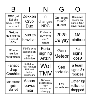 Rostermania airballs Bingo Card