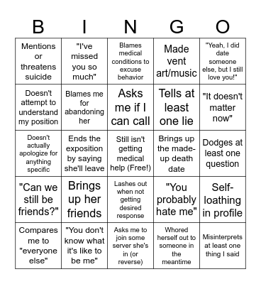 Parasite Bingo Card
