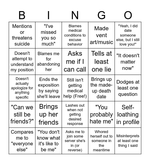 Parasite Bingo Card