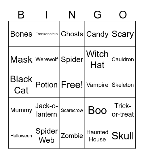 Halloween Bingo Card