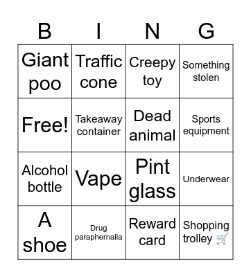 Litter picking bingo Card