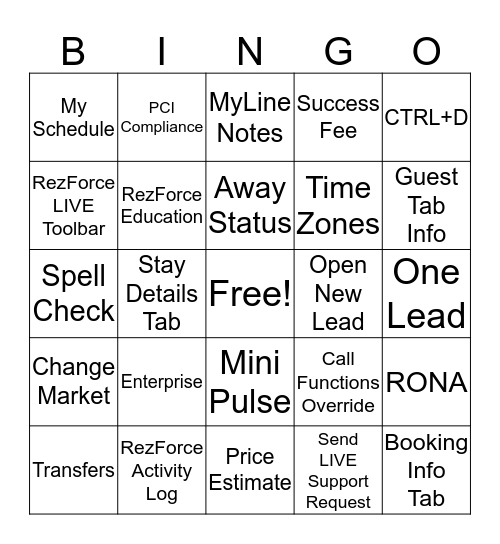 BINGO LIVE! Bingo Card