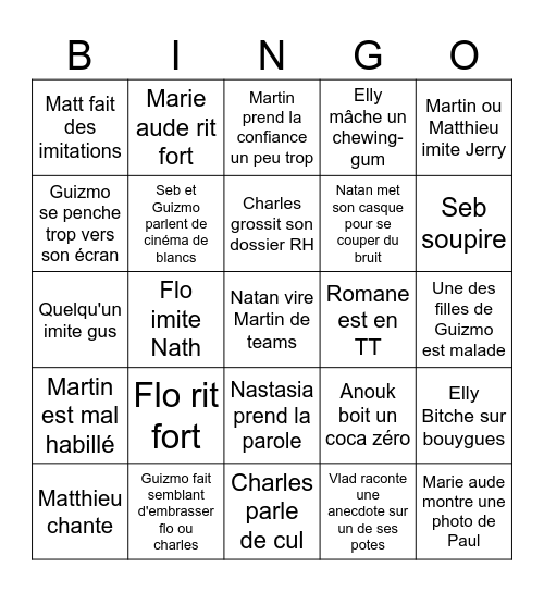 Bingo bidouville Bingo Card