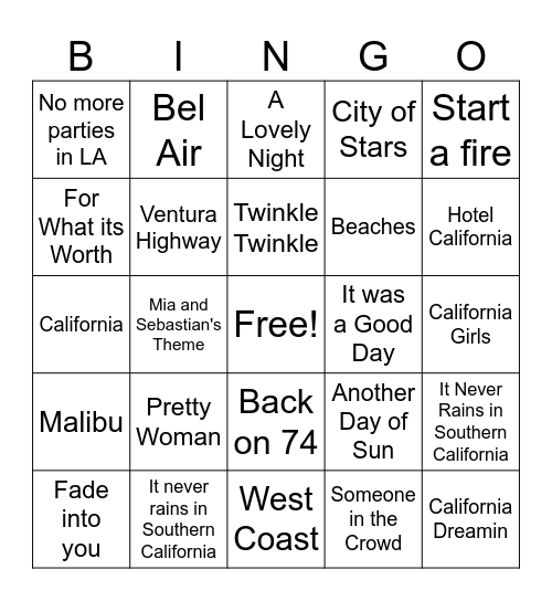 Homecoming Bingo Card