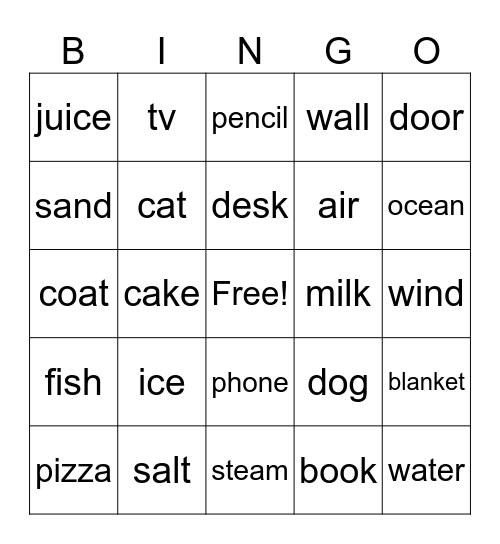 Matter BINGO Card