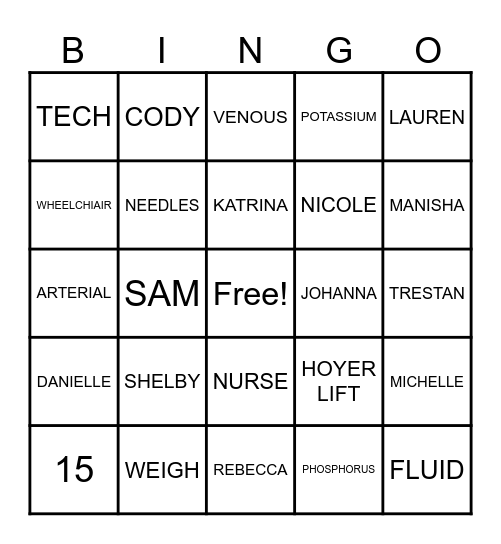 ODYSSEY Bingo Card