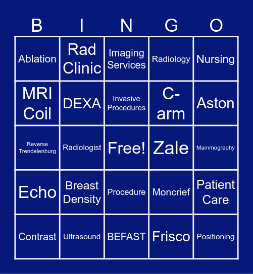 Radiologic Technology Week 2025 Bingo Card