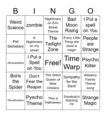 Halloween Singo Bingo Card