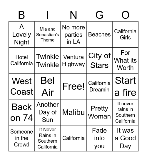 Homecoming Bingo Card