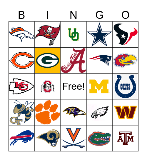Football Logos Bingo Card