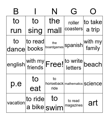 Los Gustos Bingo Card