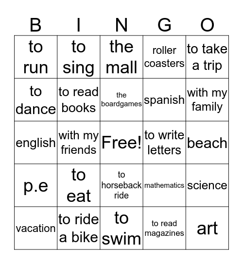 Los Gustos Bingo Card