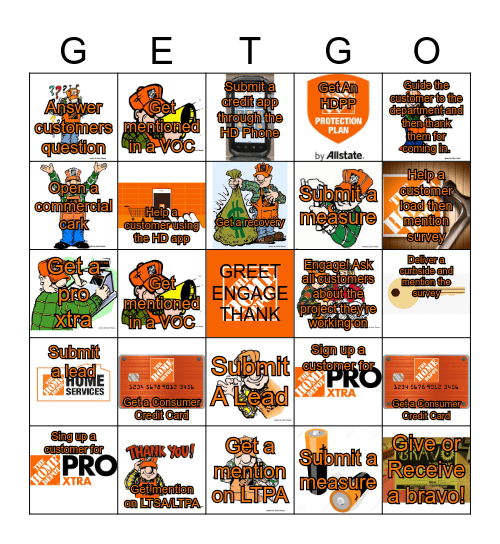 HOME DEPOT Bingo Card