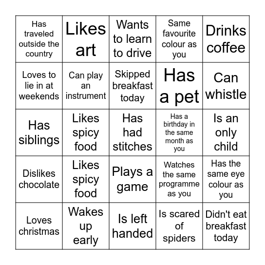 CollegeBound Human Bingo Card