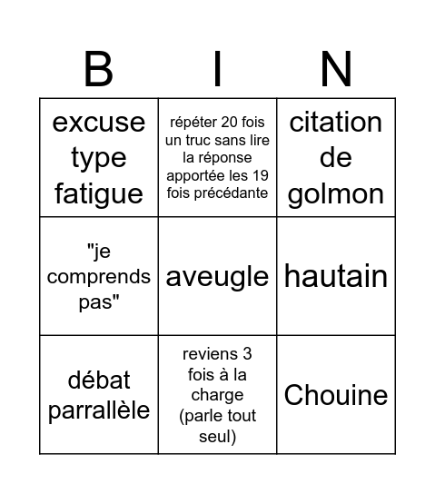 SeanR irrespect Bingo Card