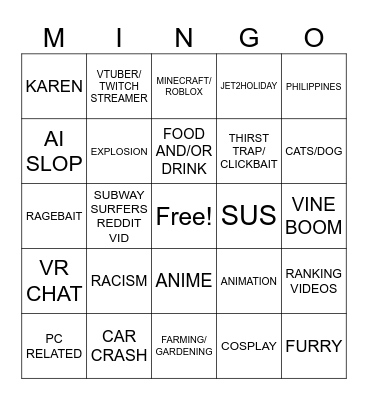Mingo Bingo Card