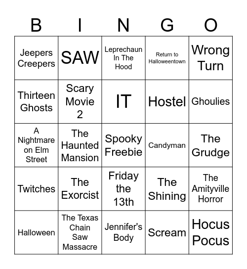 Scared Yet? Bingo Card