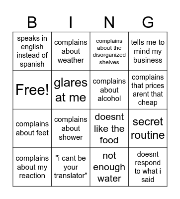 Daniel in Valencia Bingo Card